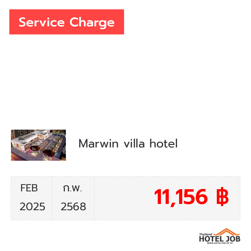 เซอร์วิสชาร์จ Marwin villa hotel กุมภาพันธ์ 2025