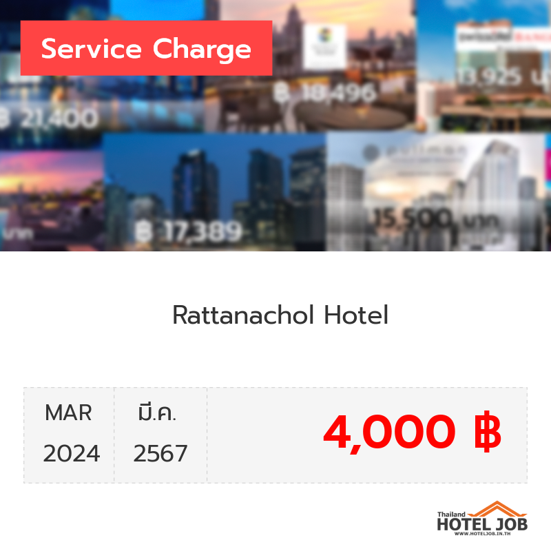 เซอร์วิสชาร์จ Rattanachol Hotel มีนาคม 2024 เซอร์วิสชาร์จ Rattanachol Hotel มีนาคม 2024